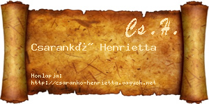 Csarankó Henrietta névjegykártya